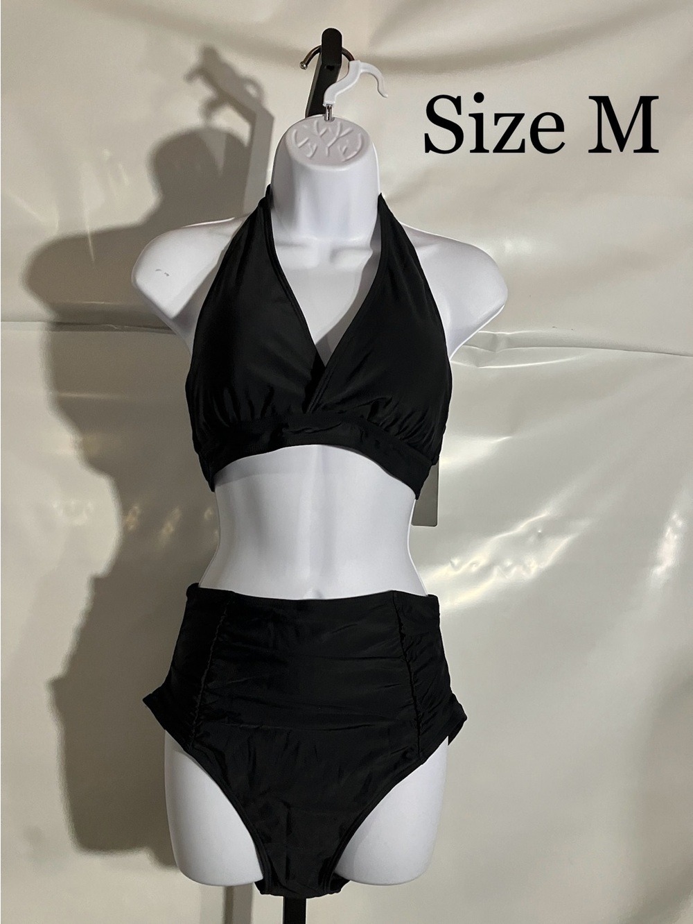 Women’s Black Halter High-Waist Bikini Swimsuit- Size M